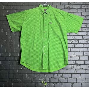 Vintage Chaps Ralph Lauren Button Down Shirt Men's Large Green‎ Short Sleeve
